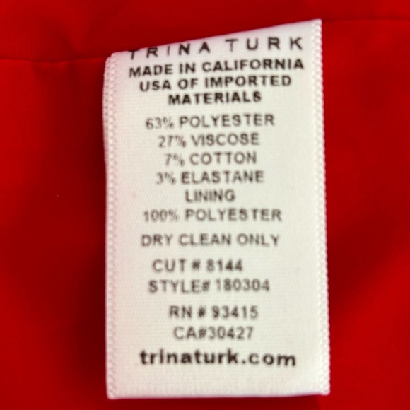 Trina Turk Red Tulip Ruffle Hem Dress Size 6 | EUC Fit & Flare Cocktail Dress - Picture 10 of 10